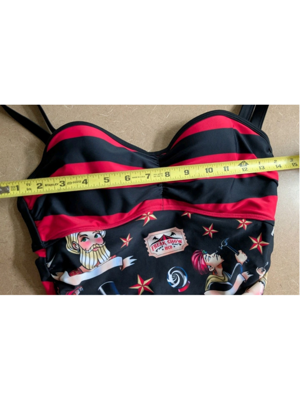 Hot Chocolate Design Freak Show One Piece Bathing Suit Medium Pin Up Retro Fun - Picture 8 of 11